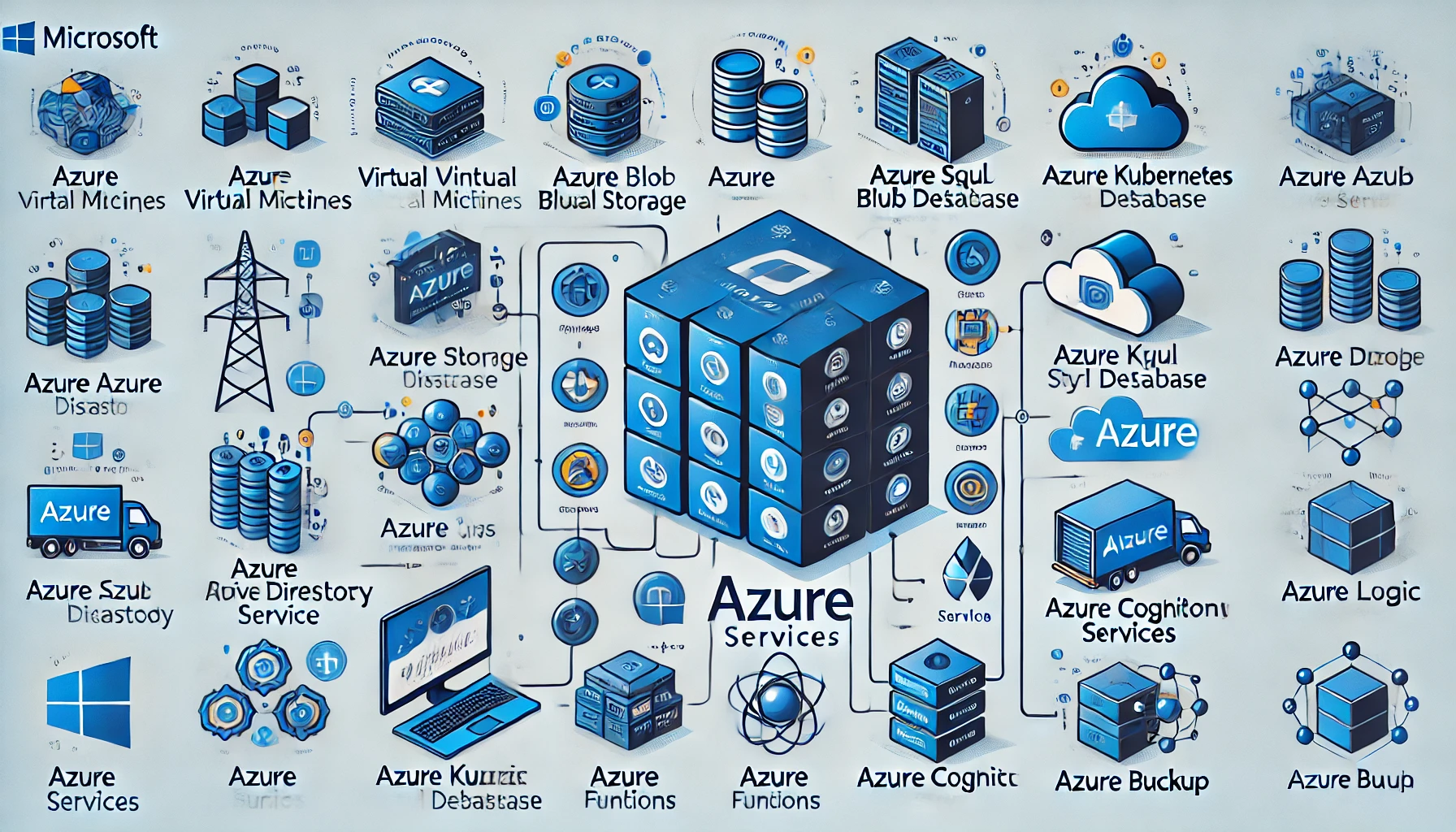 DALL·E 2024 07 01 22.24.37 An infographic showcasing the top 10 Azure services every business should use with visually appealing icons and brief descriptions for each service.